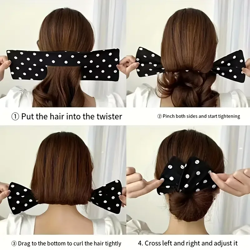 Solid color polka dot twist hair clip for women elegant hairband lazy Fashion hair curler Hair accessories image 3