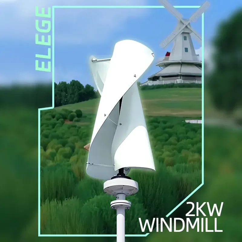 Elege 5kw 24v 48v Free Power Vertical Axis Wind Turbine Generator + Solar Energy System Kit Silent Windmill Generation for