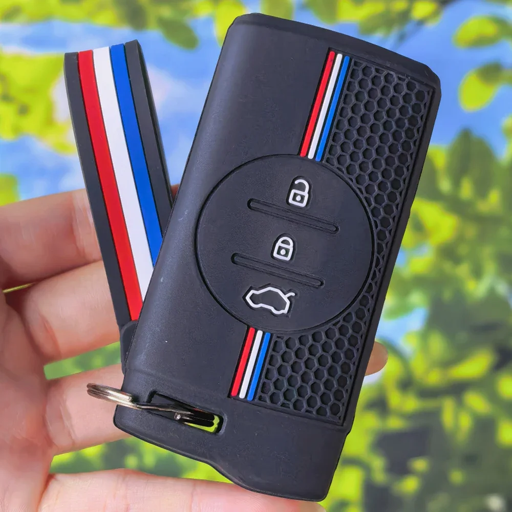 Honeycomb Soft Silicone Remote Key Fob Shell With Keychain For Chery Tiggo 5x Sport Exeed Tiggo 8 Pro 3x 5x 7 Pro Smart Holder