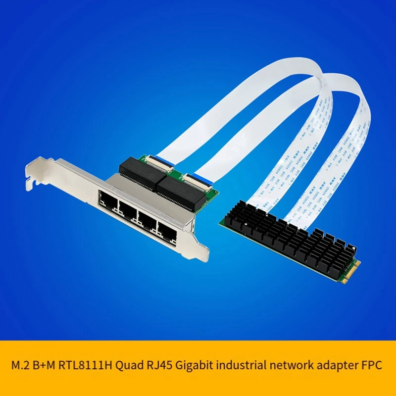 Gigabit Network Card NIC M.2 B+M Key 4 Port Gigabit Industrial Ethernet NIC Ethernet LAN Adapter For PC