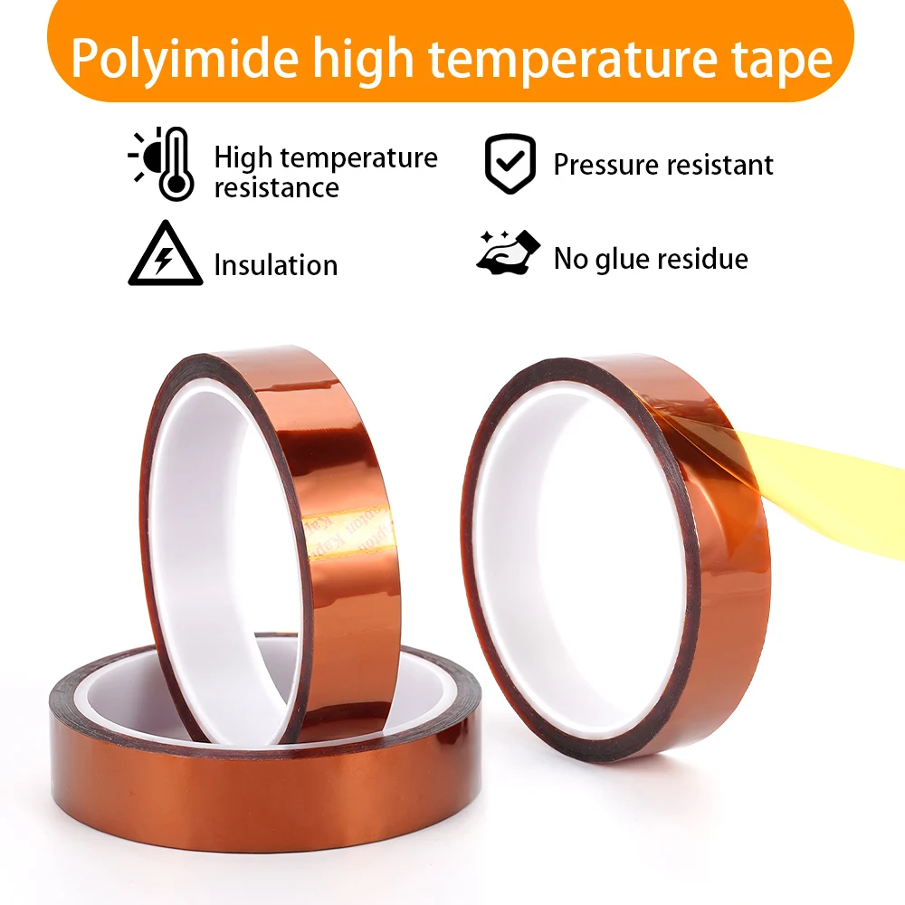 Fita adesiva gomada poliimida, alta temperatura, resistente ao calor, proteção da placa de impressão 3D, 0.05*20mm * 33m