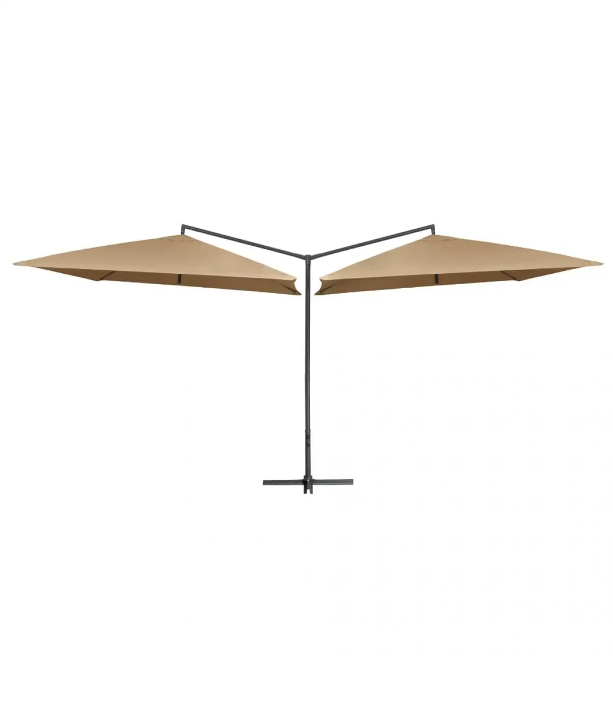 Double sunshade with taupe gray steel stick 250x250 cm