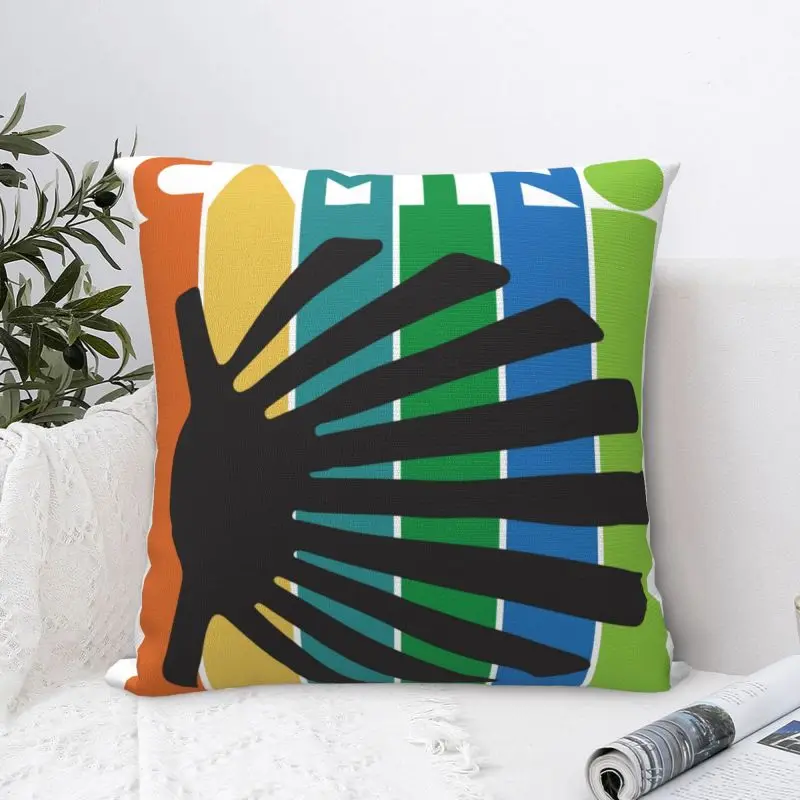 Funda de Cojín Personalizada de Lujo con Diseño del Camino de Santiago y Compostela para Peregrinos