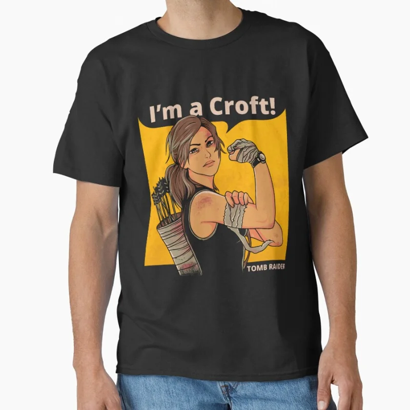 

I'm A Croft! Tomb Raider Lara Croft 80s Video game Gift t shirt for man Large size Tops 100% cotton printed Clothes