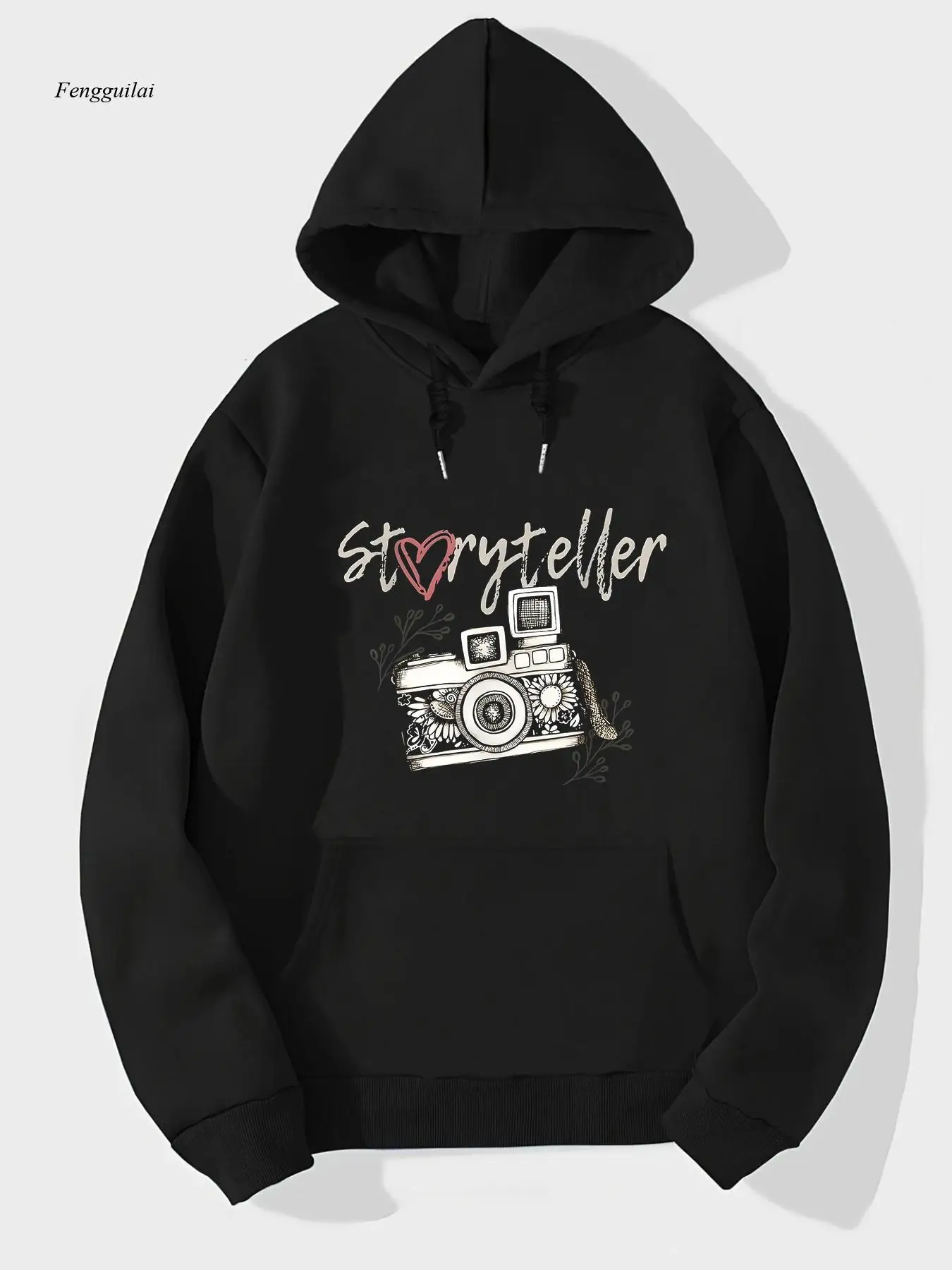 

Толстовка Heavyweight — винтажная толстовка с рисунком камеры, черный пуловер с капюшоном и карманом-кенгуру