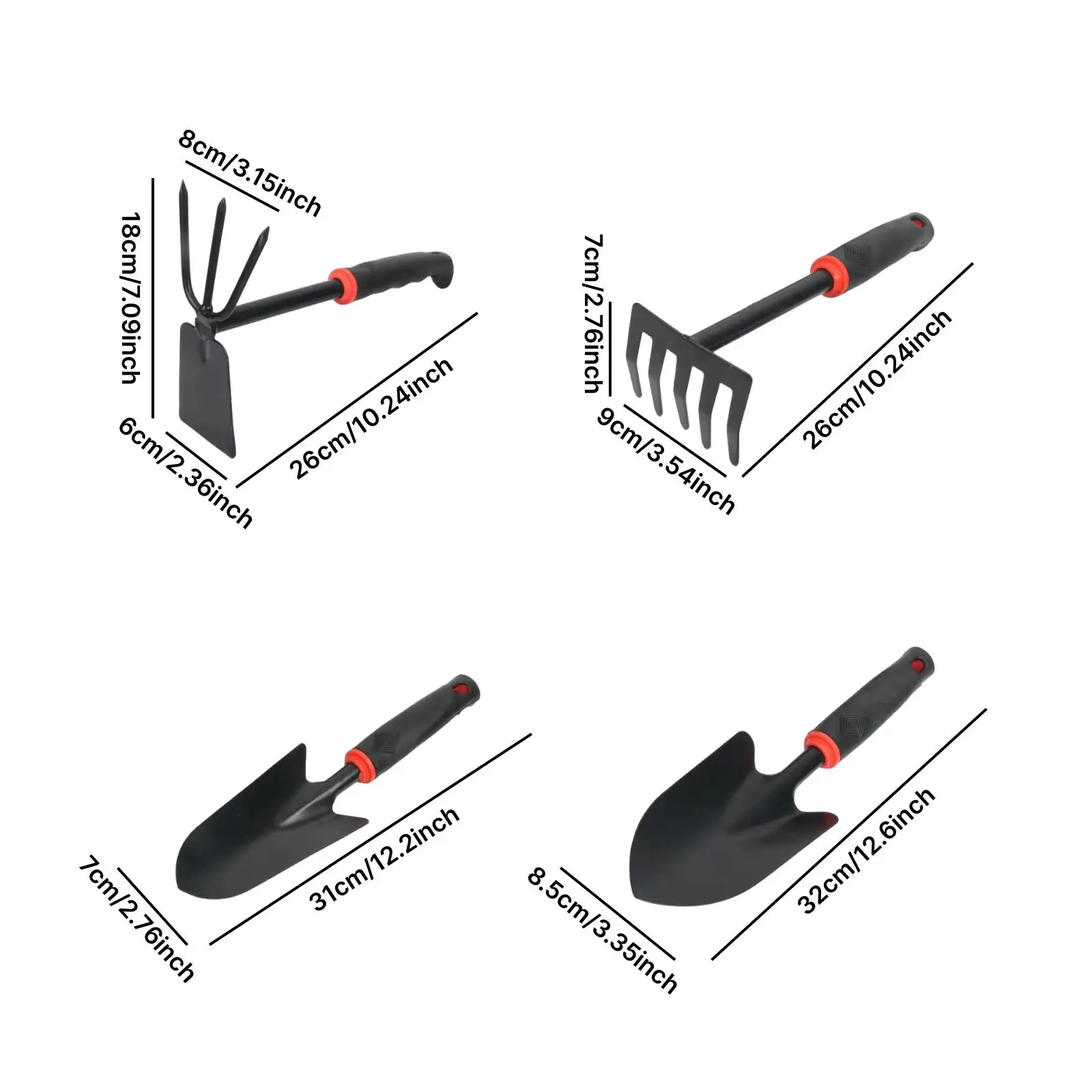 

Набор садовых инструментов 4 в 1: универсальные портативные ручные металлические инструменты для садоводства, лопатка, грабли, мотыга для рыхления почвы и посадки растений