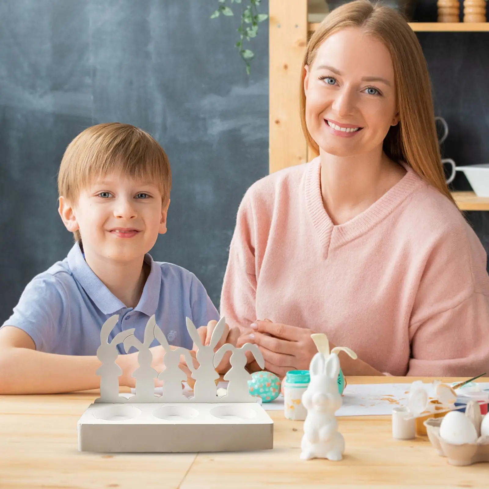 قوالب الأرنب عيد الفصح سيليكون صياغة لوازم أرنب شمعة حامل إدراج قالب لحامل الشموع إدراج الجص زخرفة الراتنج #3