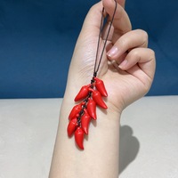 chilli keychain Red Pepper Design Keychain, Imitation Food Key Ring, For Car Keys, Backpacks, Wallets