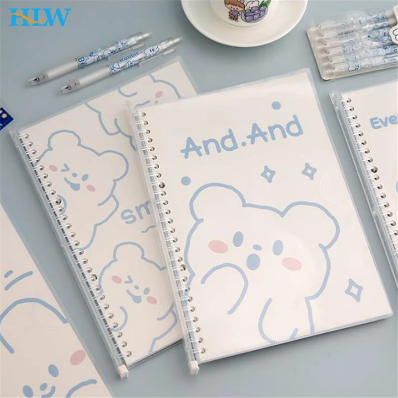 

Kawaii Bear Rabbit B5 Refillable Binder Notebook Agenda 30 Sheets Sprial Word Book Gift School Stationery