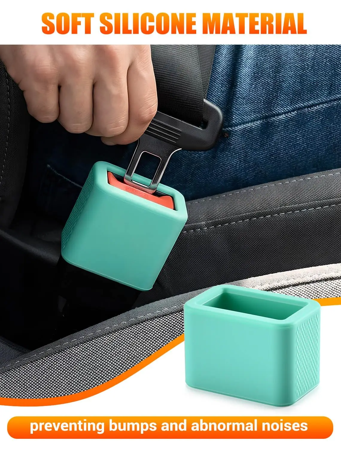 2Pcs Glow-in-the-Dark Seat Belt Buckle Holder, Silicone Rear Booster - Makes Receptacle Upright for Quick Access, Universal Fit