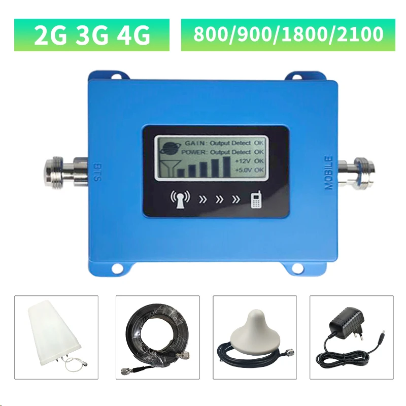 GSM Repeater 2G 3G 4G Cellular Signal Amplifier 4G Cellular Amplifier 800 900 1800 2100 2600MHz Mobile Signal Booster Repeater