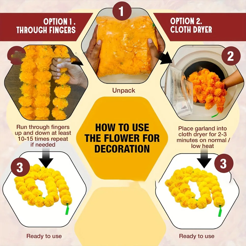 長いストランド人工マリーゴールドガーランドプージャディワリフィエスタインド装飾偽植物 1.5 メートルイベント装飾造花ガーランド