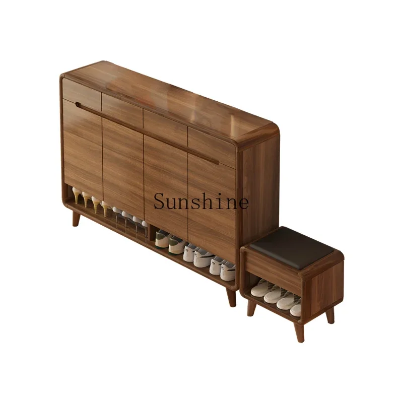 Solid wood shoe cabinet Home entrance corridor Outdoor aisle Elevator entrance Nordic door Entrance cabinet