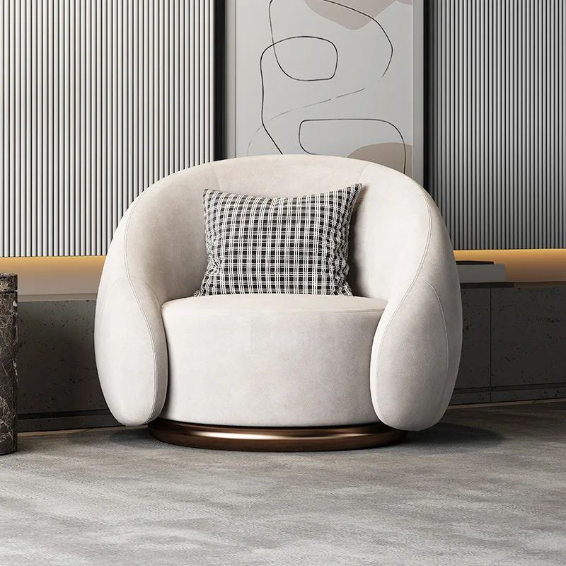 MOMO Sofa Chair Rotatable Light Luxury Leisure Chair Designer Chair Nordic Fabric Lazy Living Room Sofa Minimalist Tiger Chair