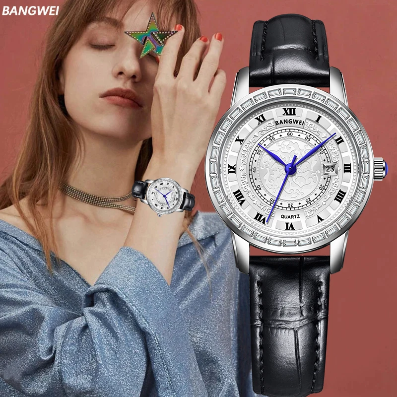 LIGE Fashion Luxury Quartz Woman Watches Top Brand Elegant Leather Strap Casual Business Ladies Clock Waterproof Reloj Mujer+Box