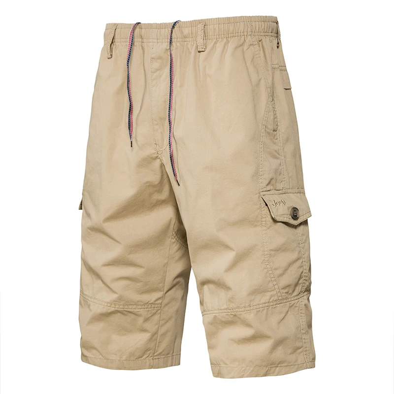 Mens Hiking Cargo Shorts Quick Dry Lightweight Tactical Work Shorts 6 Pockets Elastic Waist Cotton Running Shorts 3/4 Pants view 5