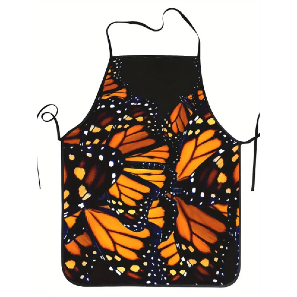 Monarch Butterfly Wing Print Apron Waterproof Insect Theme Kitchen Cooking Bib for Men Women Household Grilling Cover
