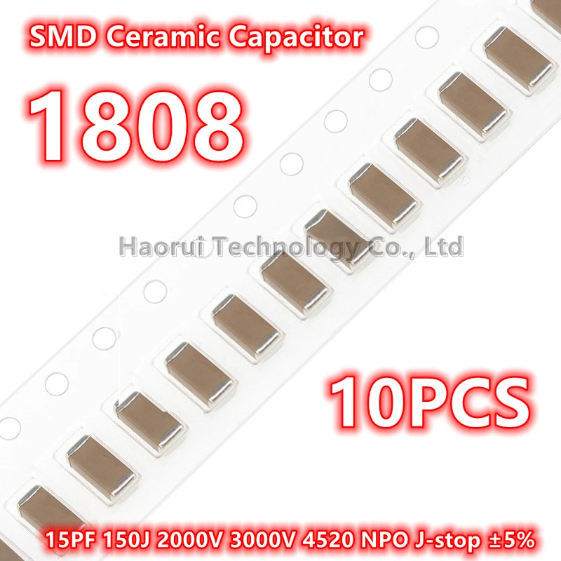 (10pcs) Original 1808 15PF 150J 2000V 3000V 4520 NPO J-stop ±5% SMD Ceramic Capacitor IC