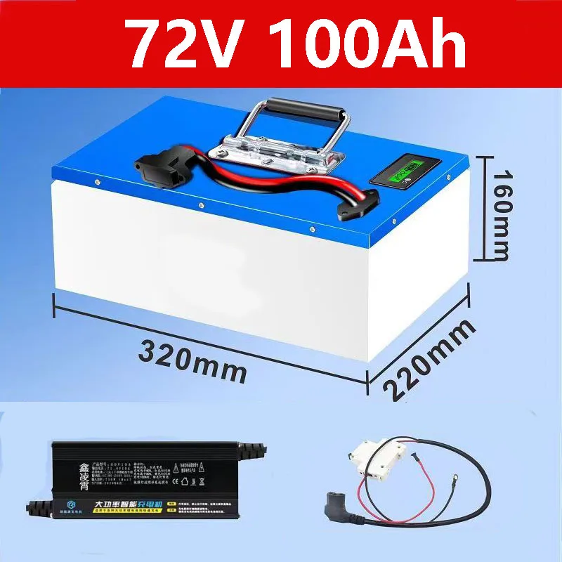 Batteria agli ioni di litio A-level 48V 60V 72V 100Ah batteria per veicoli elettrici, capacità Super grande + caricabatterie