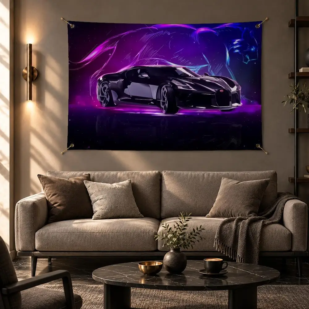 Premium Brand Bugatti Flags Wall Hanging Flag Banner Home Decor Aesthetic Living Room Bedroom HD Fabric