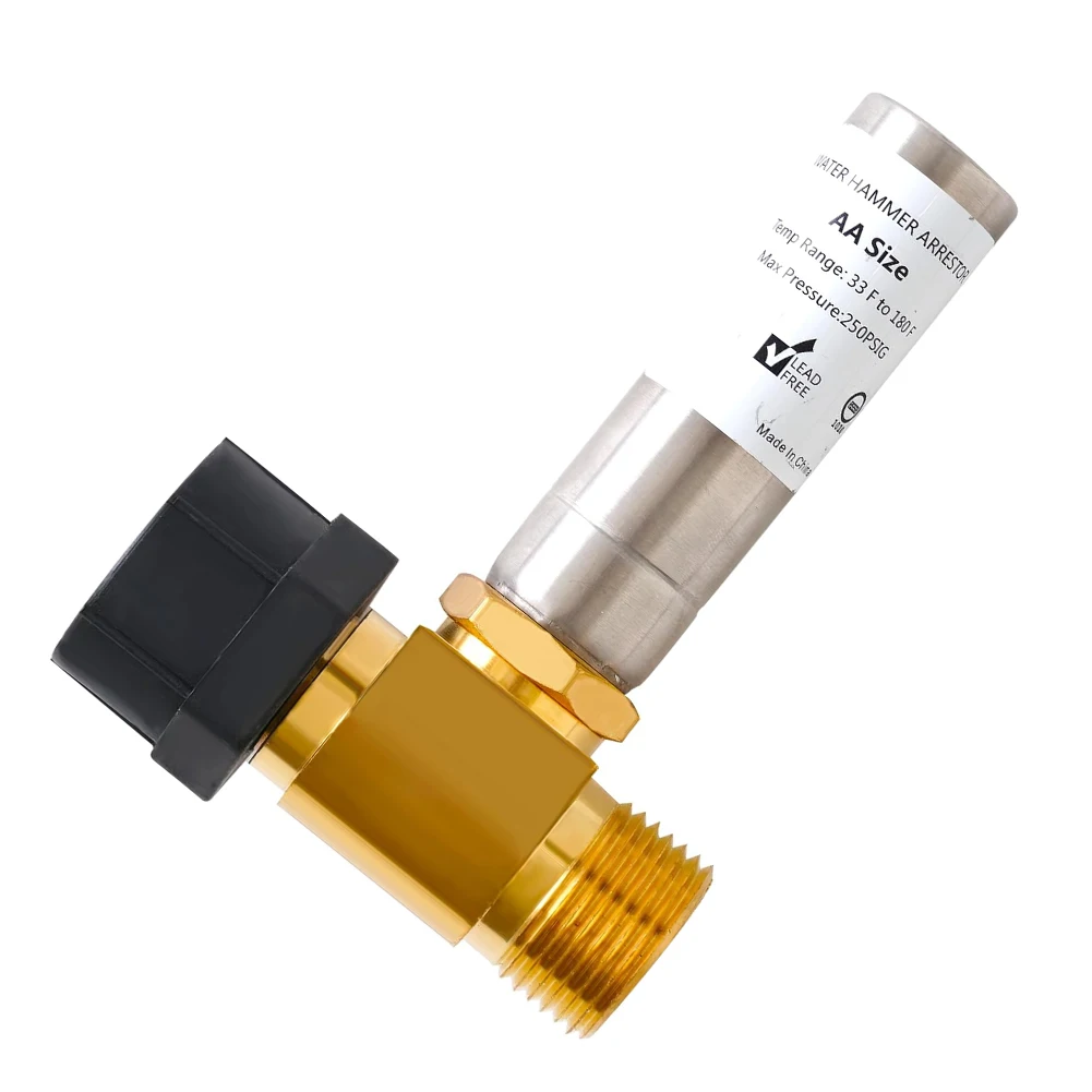 Flexible Design Water Hammer Arrestor Made of Brass and Stainless Steel Suitable for Various Installation Types