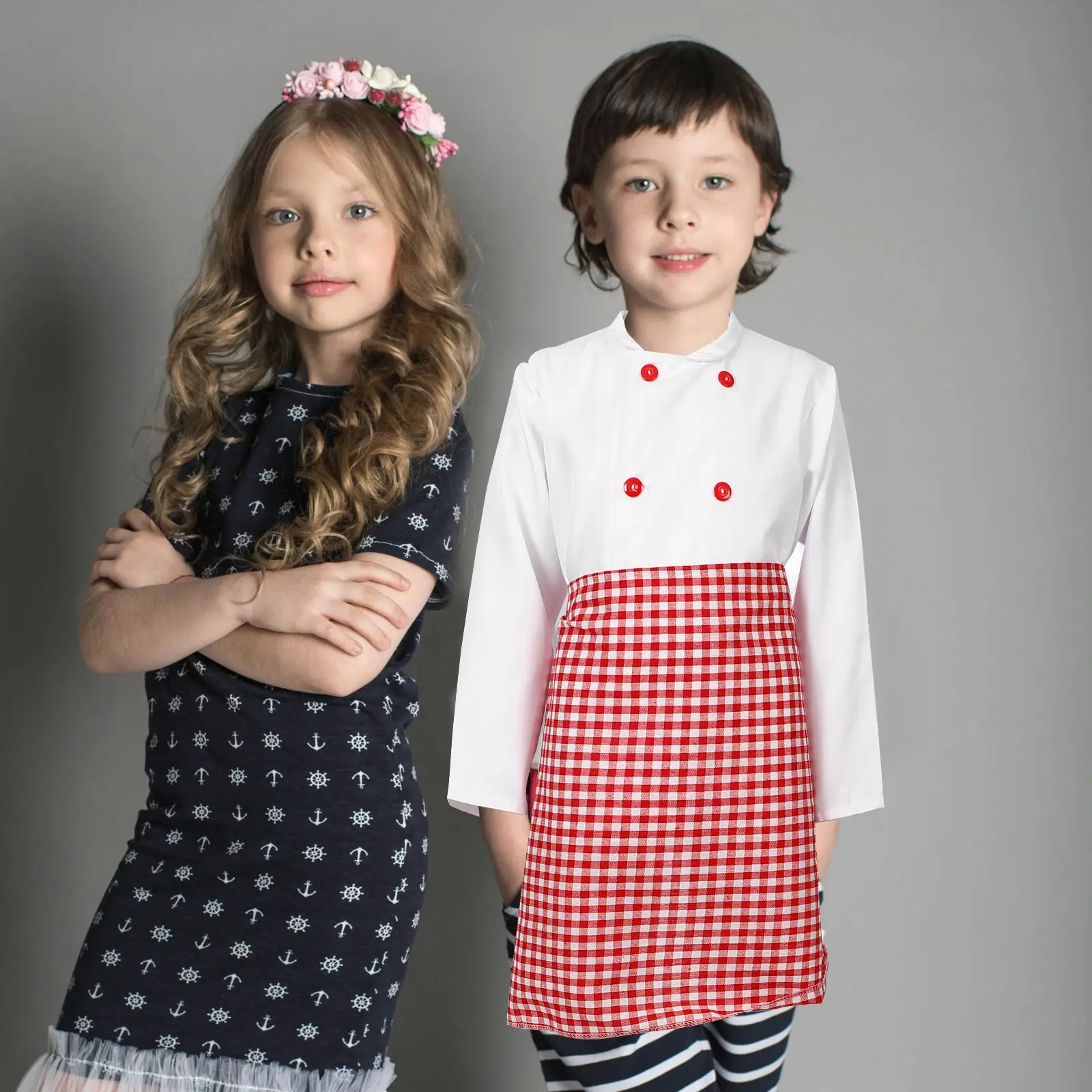 الأطفال الشيف زي الاطفال اللعب المطبخ الخبز المئزر 1 قطعة الوردي طويلة الأكمام 140 سنتيمتر ملابس الشيف الطبخ لعب الأدوار ازياء #4