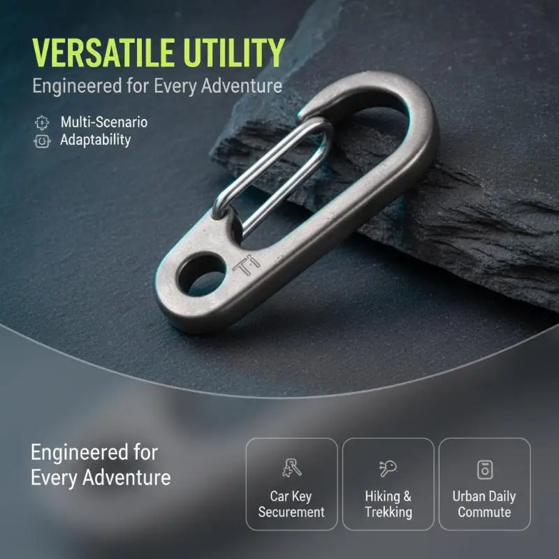 Outdoor EDC Tool Titanium Alloy Buckle Keychain Brushed Surface Quick Release Carabiner Portable Titanium Key Ring Daily Carry