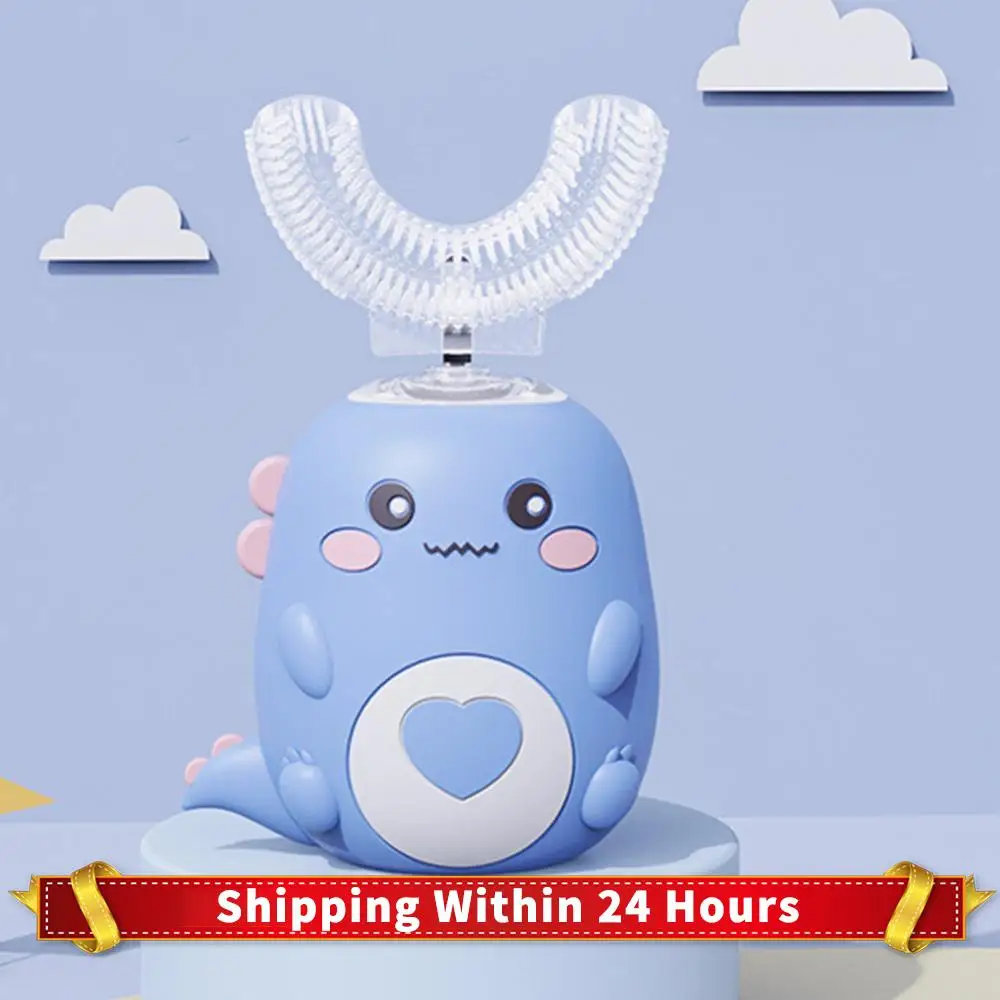 

Детская звуковая зубная щетка IPX7, водонепроницаемая U-образная умная зубная щетка, 3 режима чистки, очистка всего рта, 360 градусов, перезаряжаемая