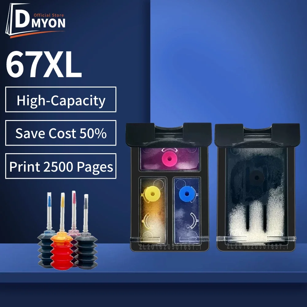 DMYON Replacement for HP 67 XL hp67 Ink Cartridge 67XL for ENVY 6010 6020 6022 6030 6052 6055 6058 6069 6075 6078 6458 Printer