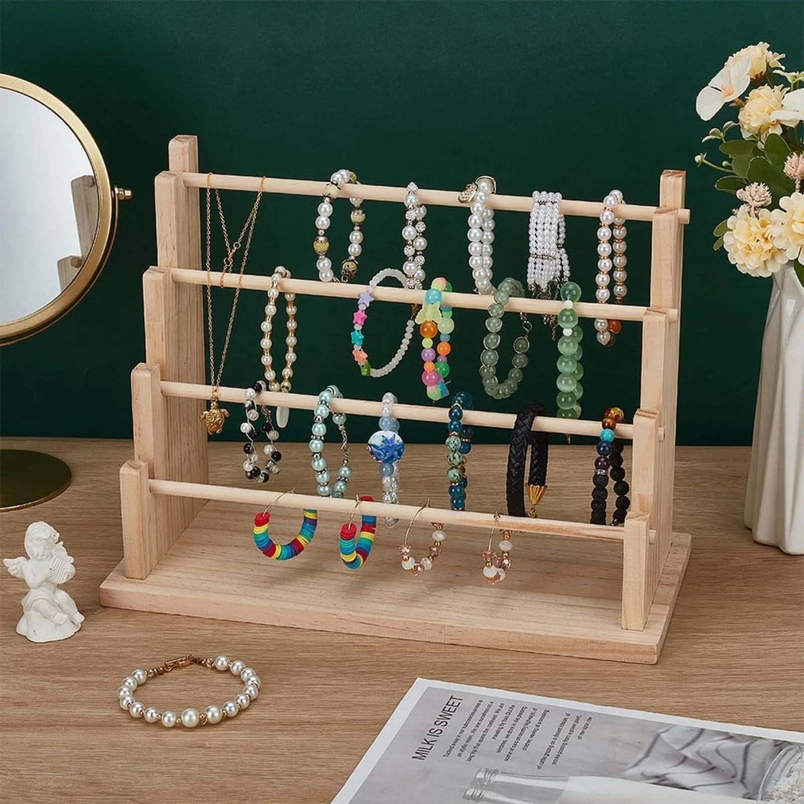 

Desktop Bracelet Organizer Easy to See Bracelet Display Stand Multi-Tier Jewelry Holder Gift Idea Tiered Jewelry Organizer