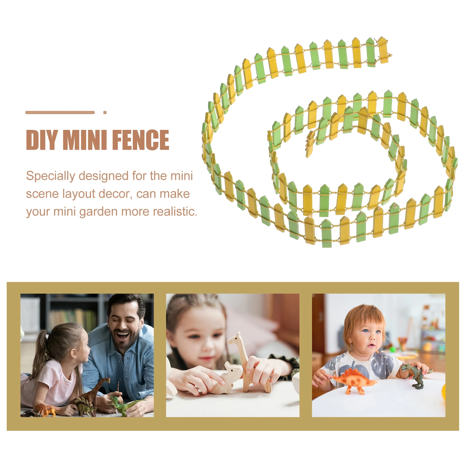 

2Pcs Miniature Wood Fence Colorful Design Artificial Farm Decor S Table Mini Garden Decoration Realistic Modeling DIY Craft