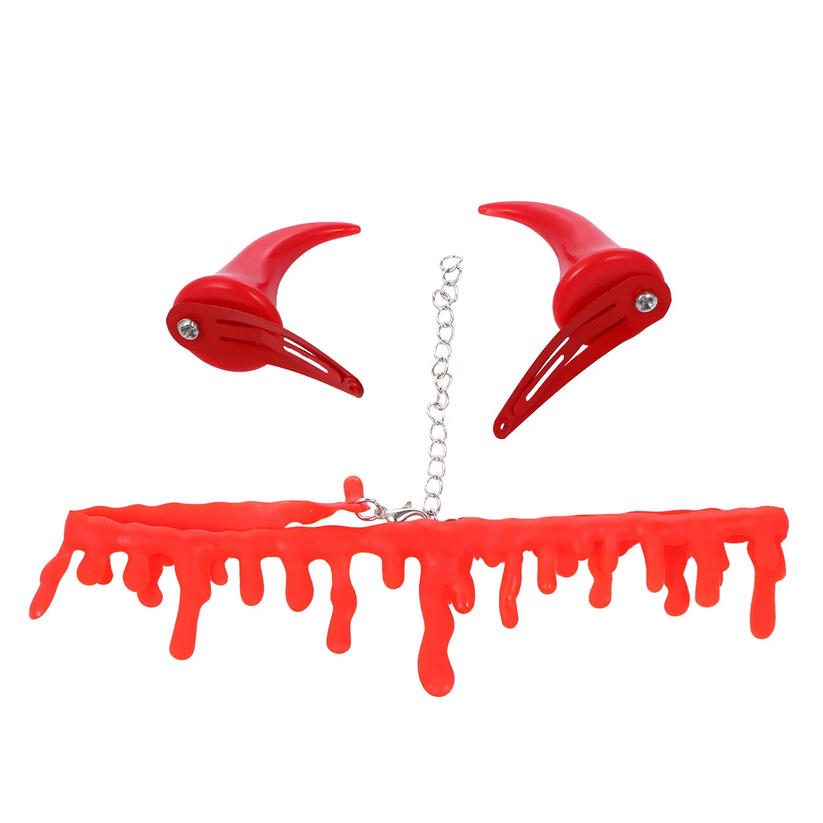 2 szt. Halloweenowy Krwawy Naszyjnik i Spinka do Włosów, Akcesoria na Imprezę, Straszne Akcesoria do Włosów, Rekwizyty do Kostiumów Horror, Naszyjnik na Halloween