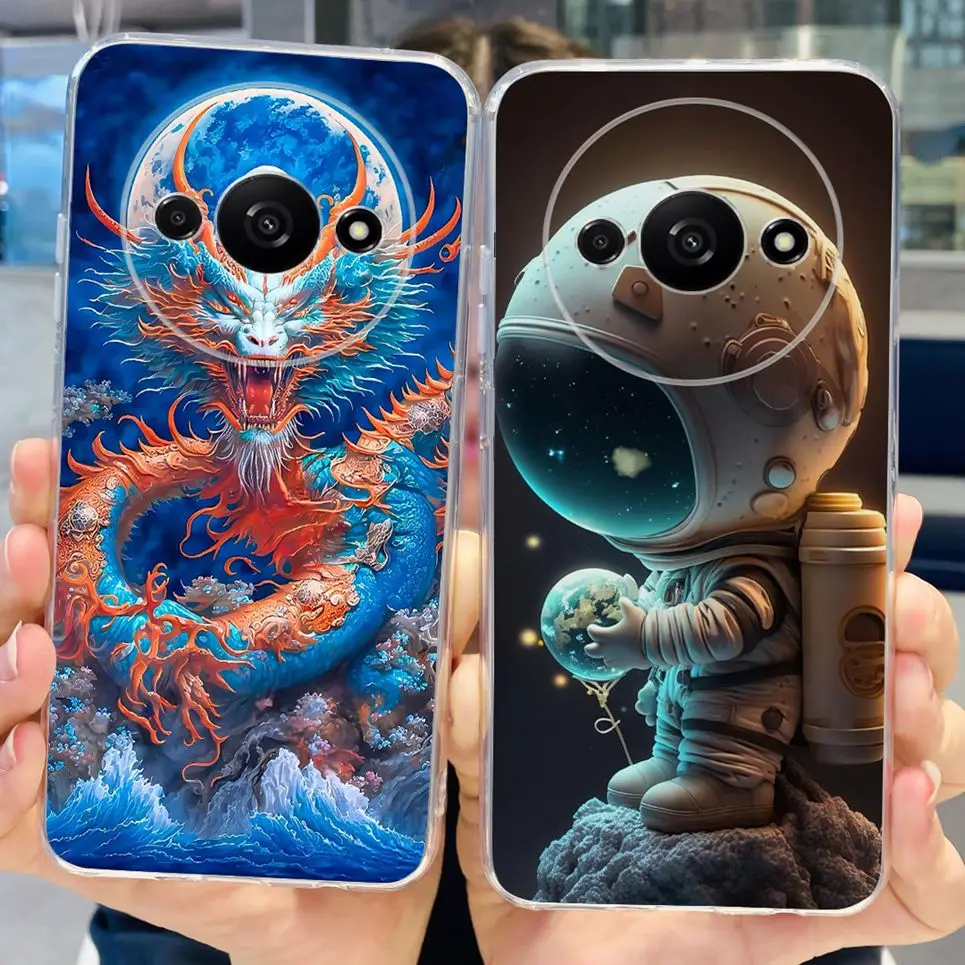 For Cover Xiaomi Redmi A3 A3x Astronaut Cool Dragon Phone Case Marble Cat Cartoon Funda Transparent Soft TPU Silicone RedmiA3x