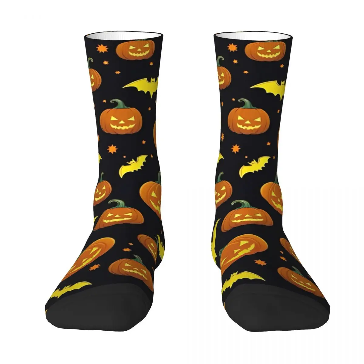 Horror Halloween Pumpkin Bat And Ghost Socks Trick or Treat Casual Stockings Autumn Anti-Slip Men's Socks Soft Climbing Socks