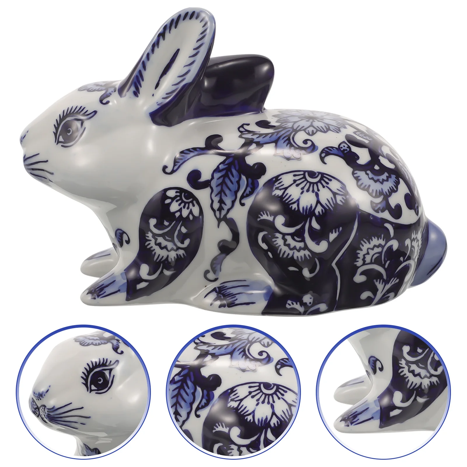

Chinese Style Ceramic Rabbit Sculpture Vintage Bunny Decoration for Living Room Garden Table Ornament Ceramic Rabbit Decor