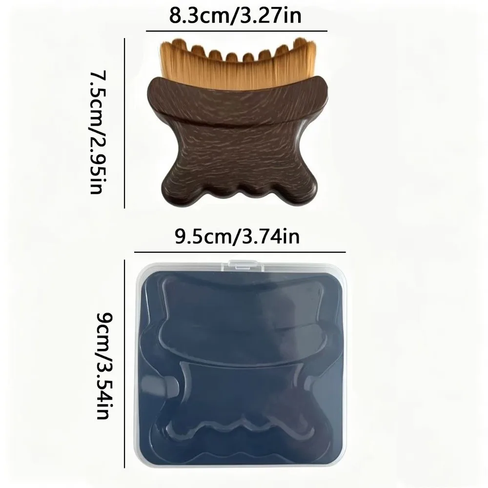Ergonomic Shape Lymphatic Face Brush Curved Handle Storage Case Jawline Massage Brush Wood Grain Look Easy Hold