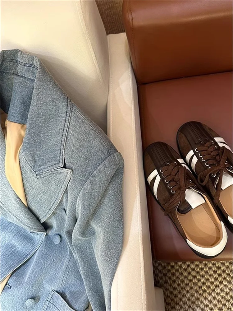 Jaqueta Masculina Azul Solta Estilo Coreano Casual Versátil de Outono Inverno com Toque Sofisticado para Combinar com Todos os Jeans