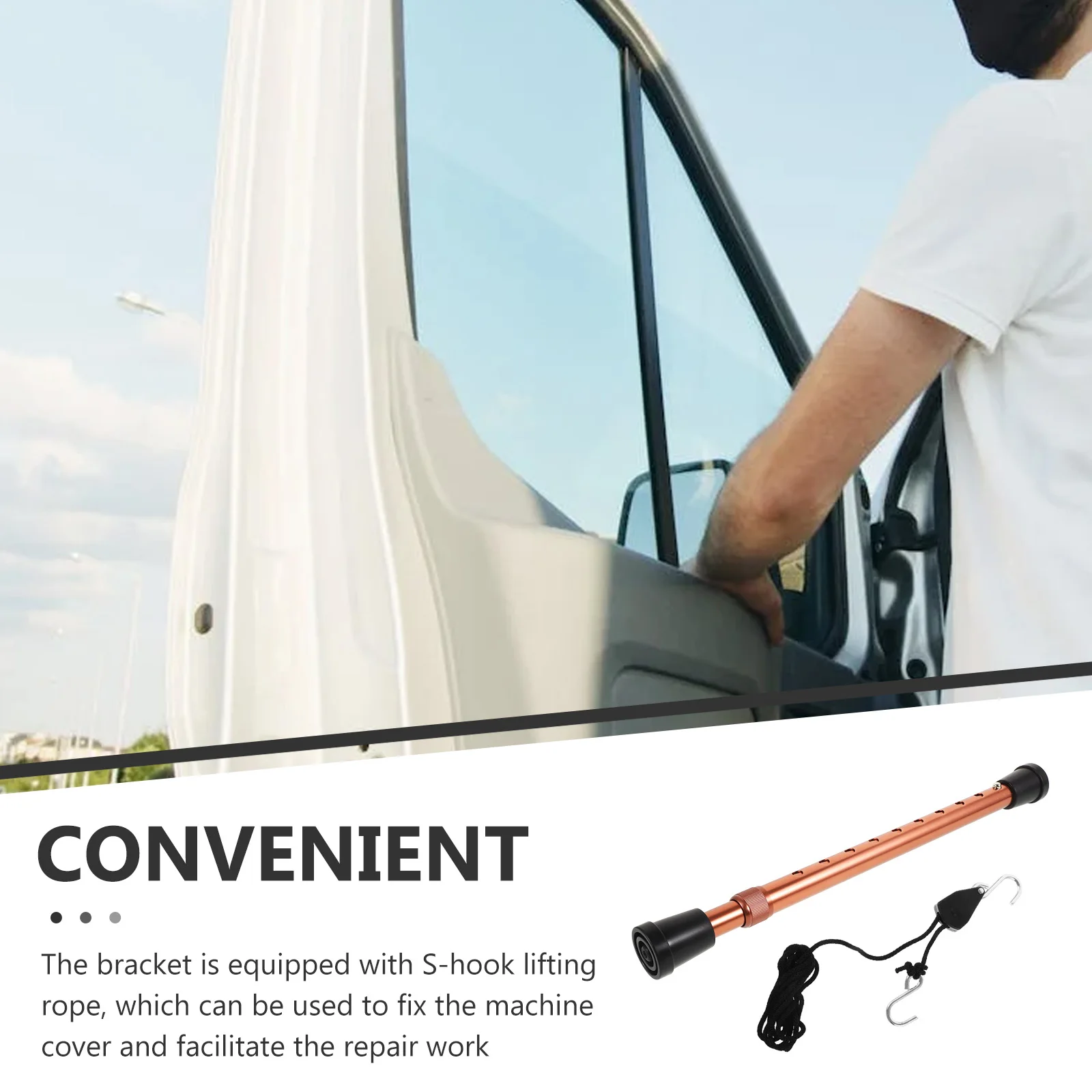 

Car Hood Prop Rod Holder Multifunctional Design Strong Durable Adjustable Support Pole Universal Hood Lift Telescoping Rod