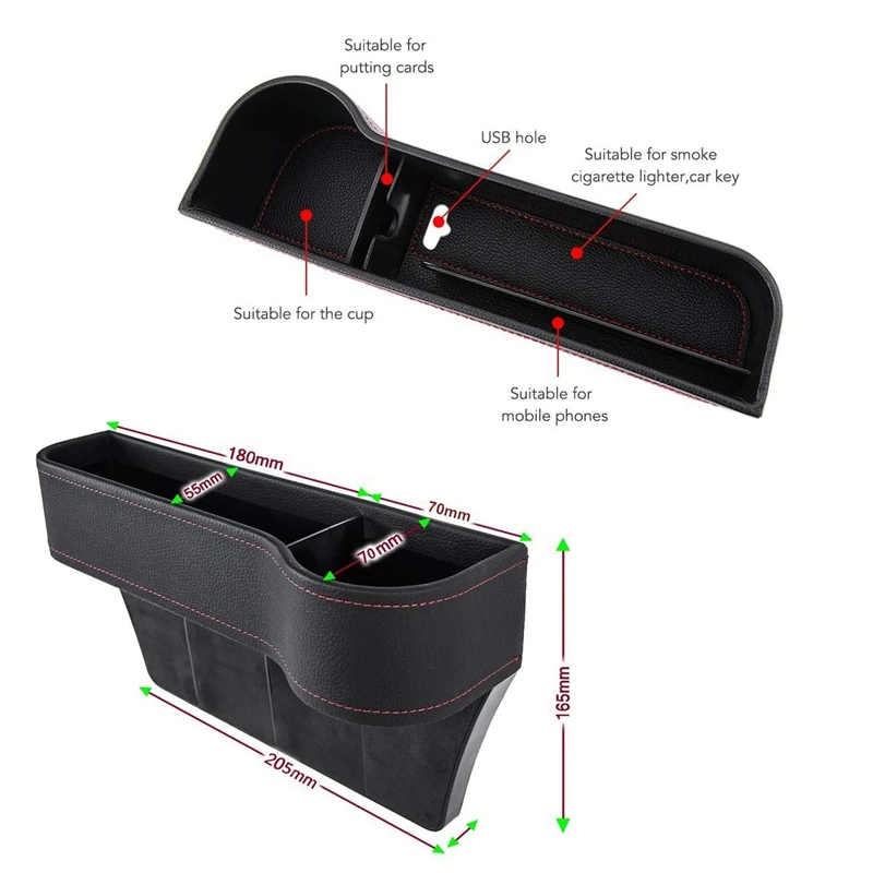 New-Car Seat Gap Filler,Pu Leather Seat Console Organizer Pocket, Catcher Between Seats Organizer For Wallet Cellphone Coins Key