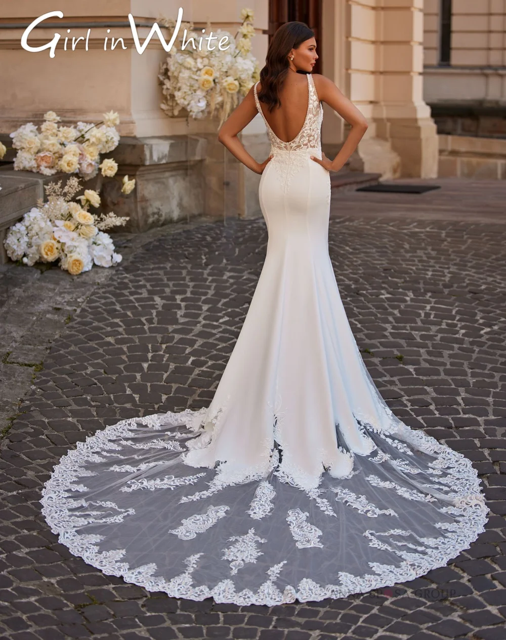 

Customized Mermaid Lace Applique V-Neck Wedding Dress Lace Backless Wedding Gown Sweetheart 2025 Bride Robe vestidos de novia