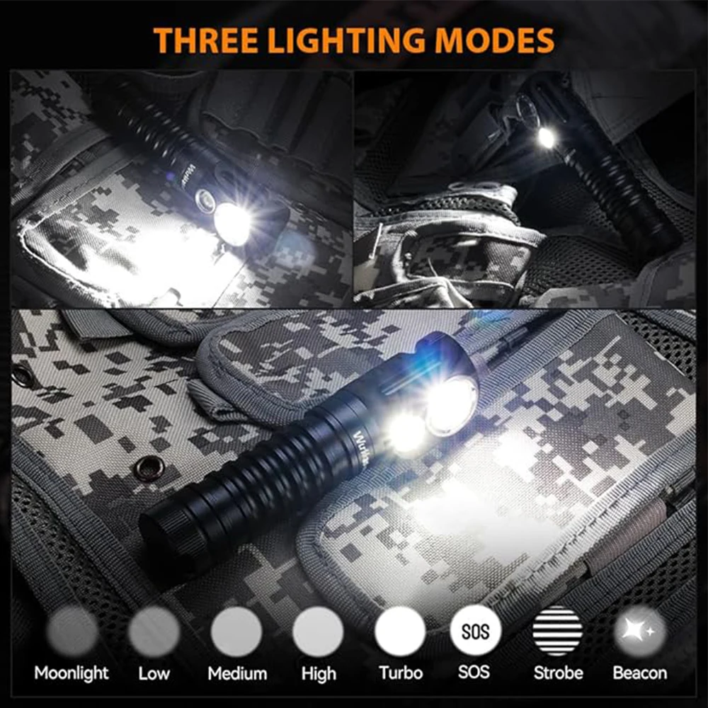 Wurkkos HD20 Headlamp Rechargeable 21700 Headlight 2000lm Dual LED LH351D XPL USB Reverse Charge Magnetic Tail Work Camp Light