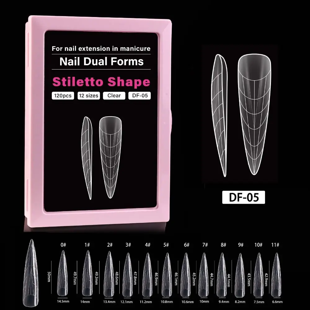 With Inner French Line French Nail Molds 12 Sizes Coffin Shape Acrylic Nail Art Mold Almond Shape Quick Extension