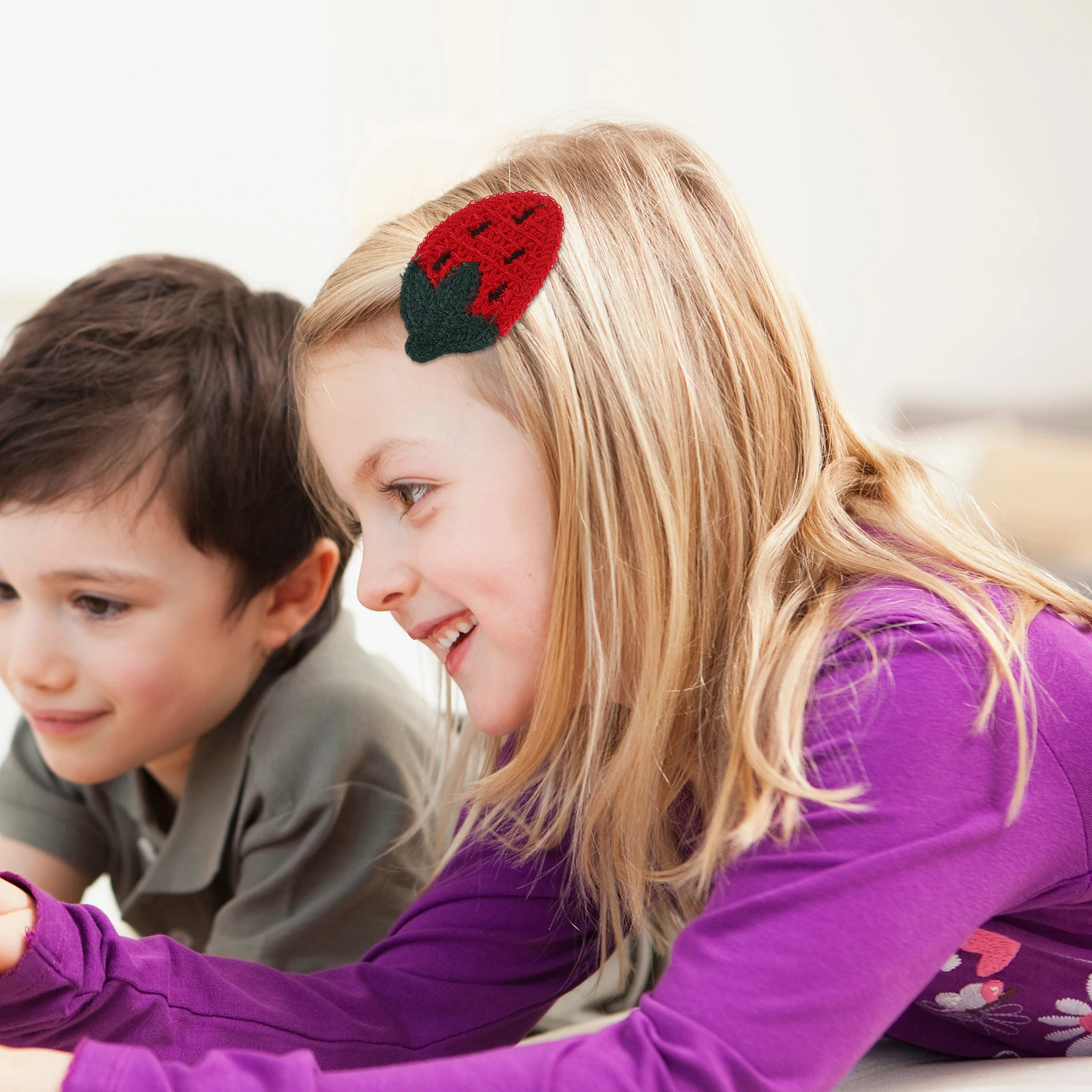 

5 pcs Cute Knitted Fruit Hair Clips Soft Yarn Handmade Crochet Hairpins For Kawaii Hair Accessories Cartoon