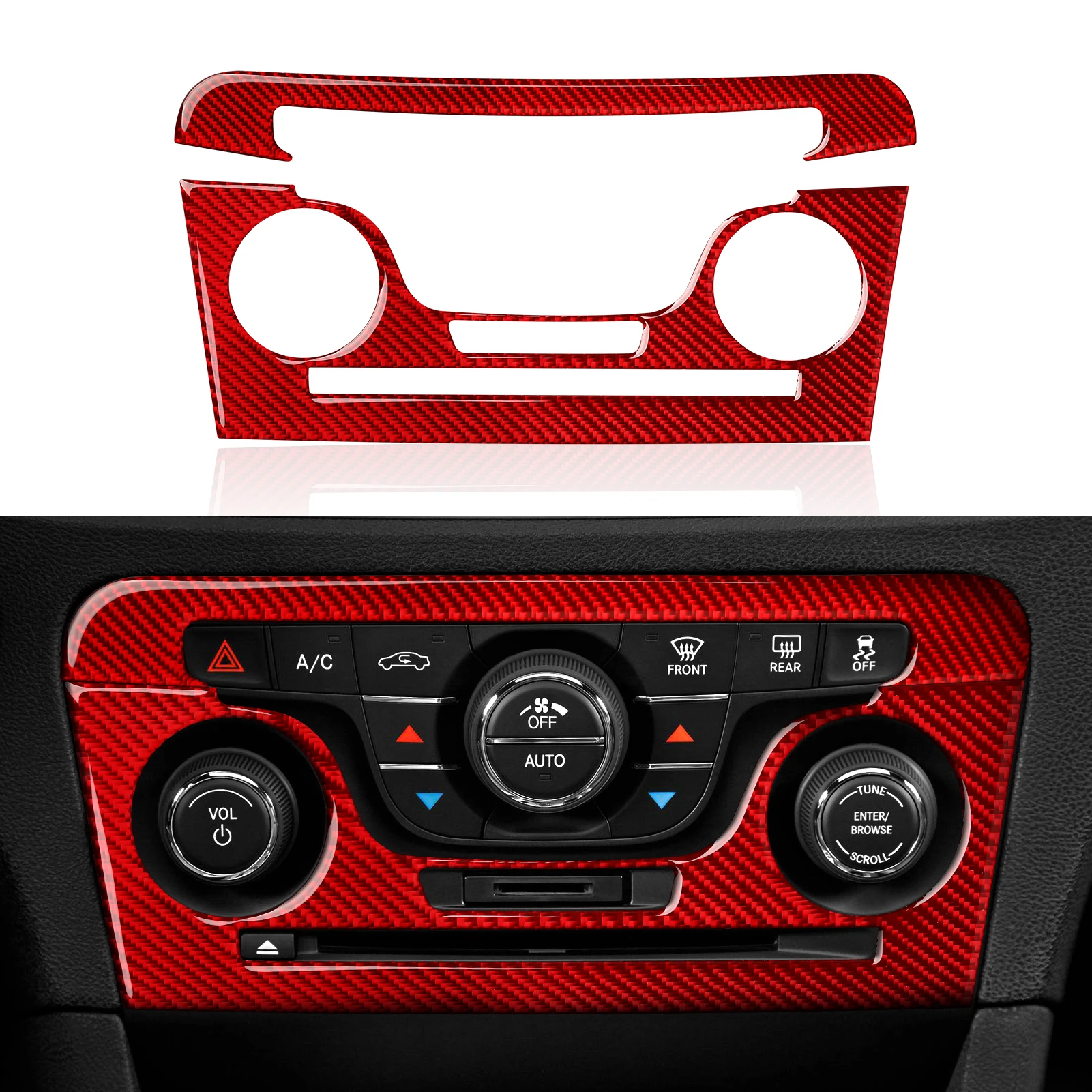 

For Dodge Charger 2011-2014 Carbon Fiber Accessories Car Center Console Air Conditioner Volume Switch Panel Trim Decal Sticker