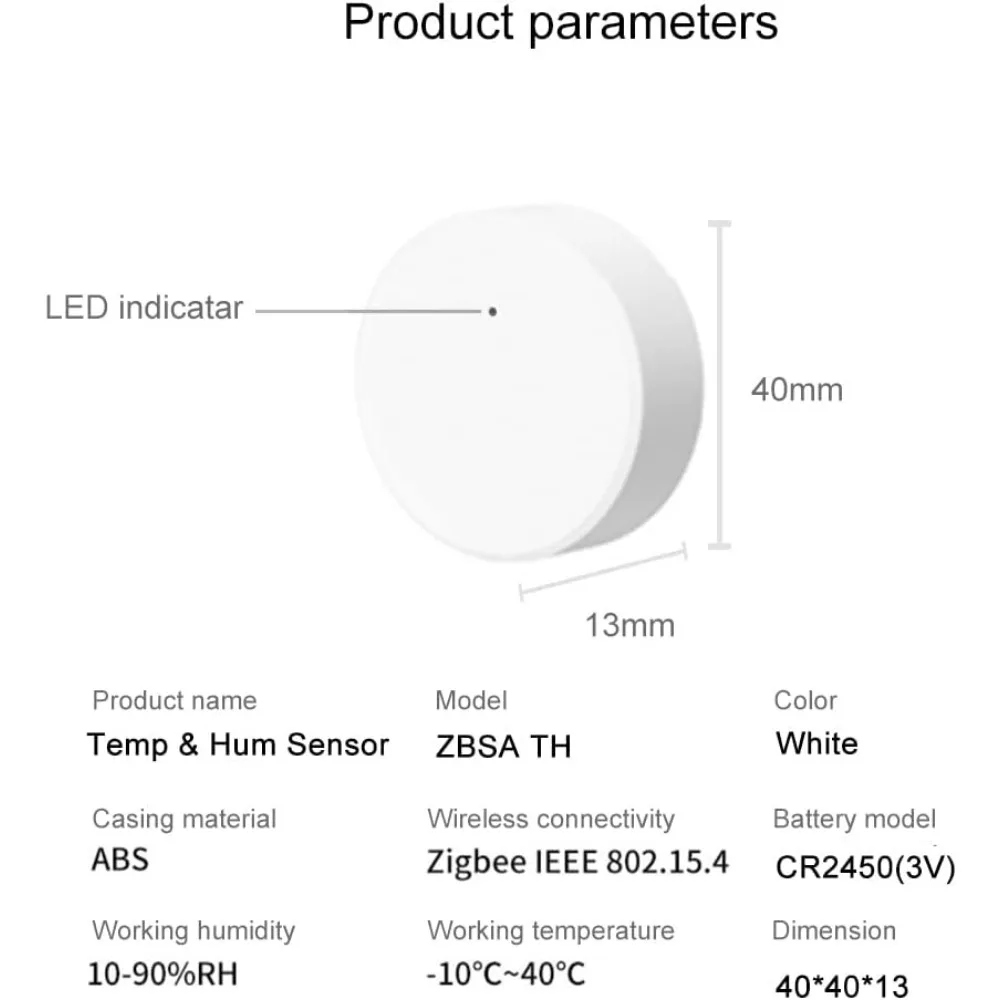 EWeLink ZigBee Mini Indoor Temperature and Humidity Sensor Hygrometer with Alert Compatible with Alexa Google Home Smarthings