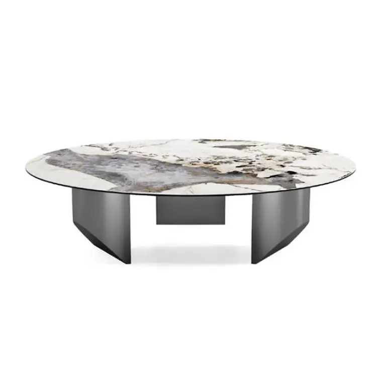 Stainless steel legs for living room furniture Modern custom natural marble desktop coffee table