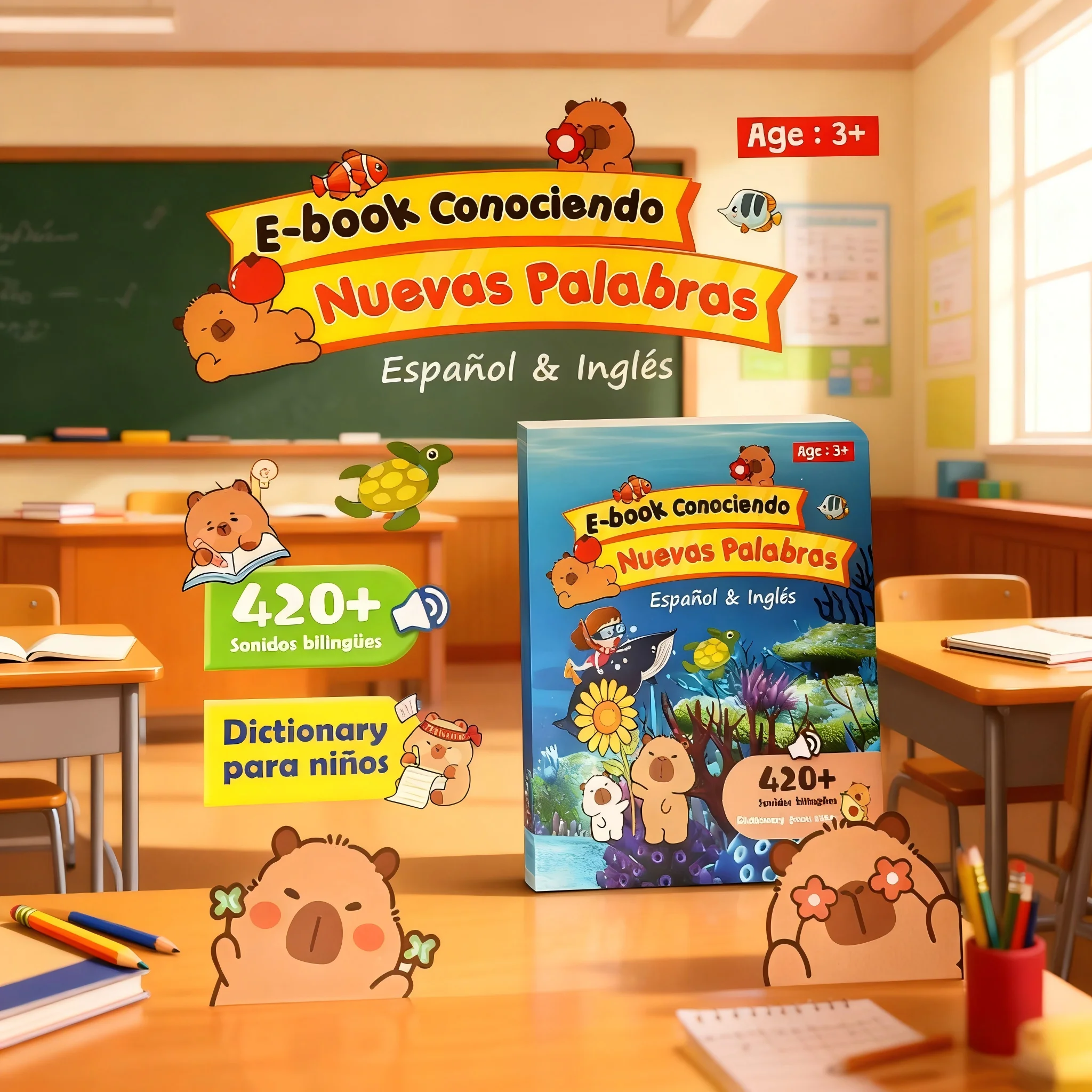 Spanish English Talking Learning Book for Kids Interactive Audio Sound Books Toddler Educational Toy To Learn Spanish Bilingual