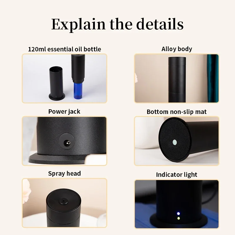 NAMSTE Metal Material Perfume Column Diffuser Fragrance Humidifier Air Freshener Electric Aromatic Oasis  100ML Essential Oils