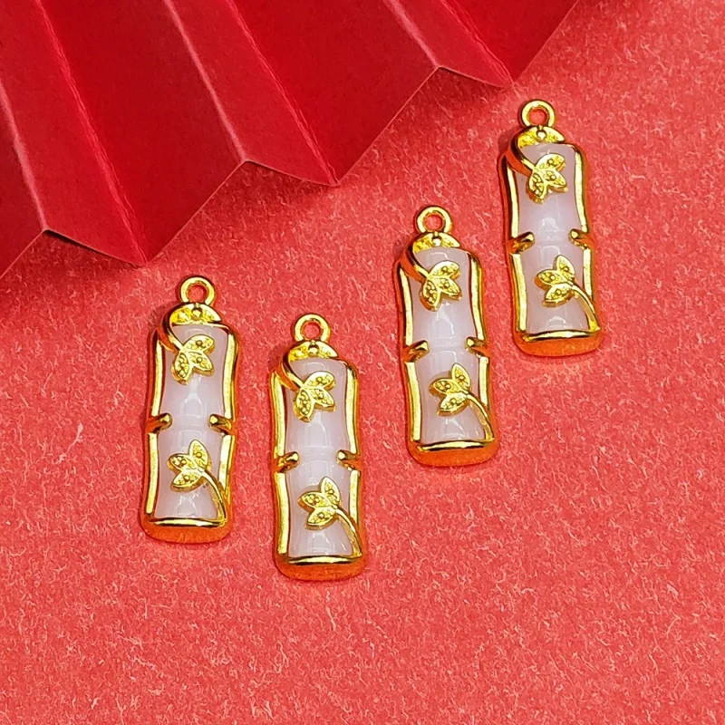 20pc set Alloy Flower Bamboo Pendant Chinese Lucky PendantDIYBracelet Bracelet Tassel Material