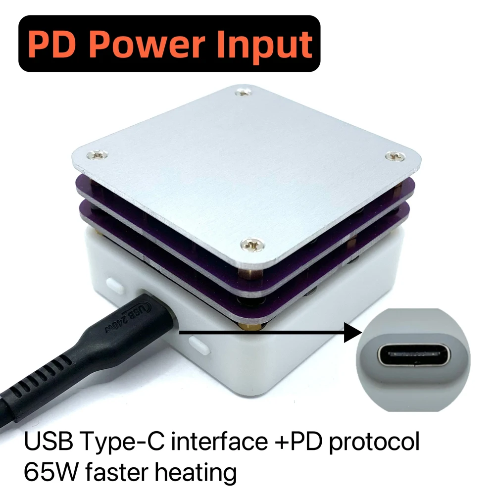 65W PD Protocol Hot Plate Preheater OLED Display Printed Circuit Board Soldering Heating Plate Rework Preheat Repairing Tools